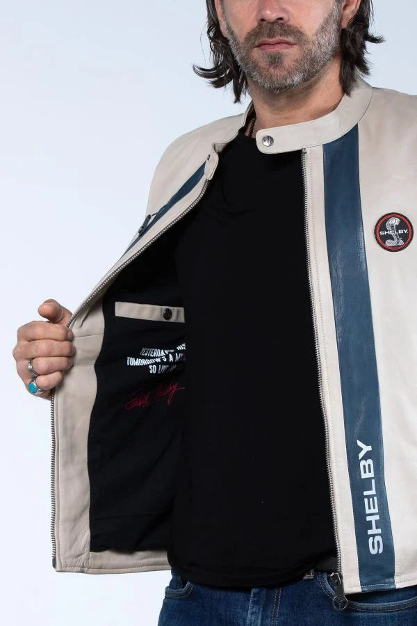 SHELBY Giacca uomo Shelby Men Ecru in pelle di montone 