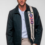 SHELBY Giubbotto uomo Snake in canvas blu con zip e dettagli racing 