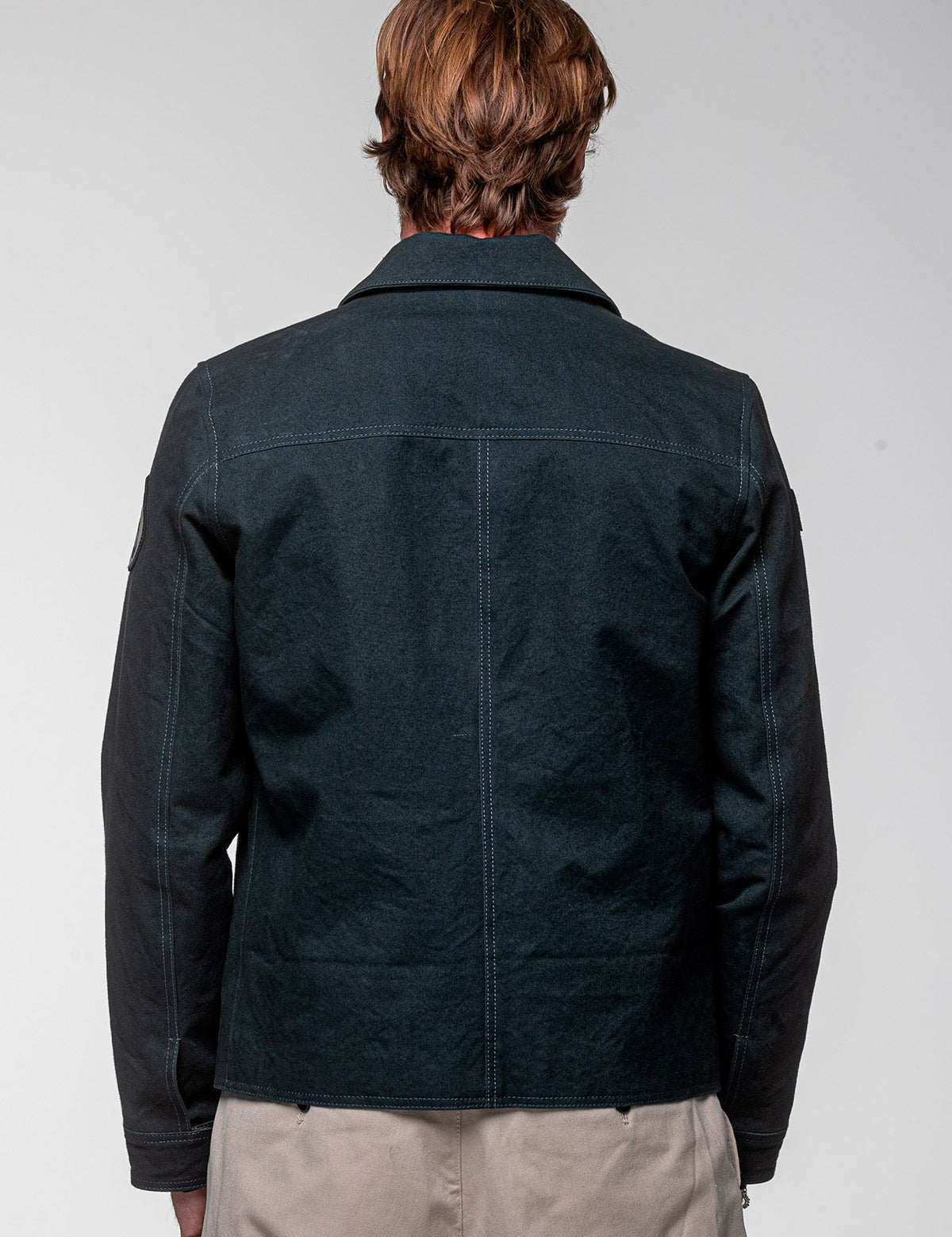 SHELBY Giubbotto uomo Snake in canvas blu con zip e dettagli racing 
