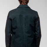 SHELBY Giubbotto uomo Snake in canvas blu con zip e dettagli racing 