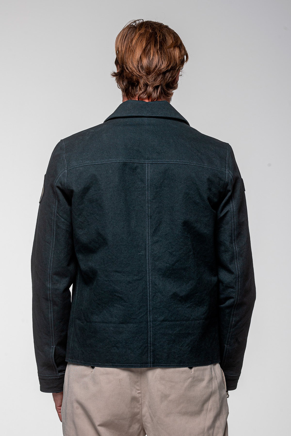 SHELBY Giubbotto uomo Snake in canvas blu con zip e dettagli racing 