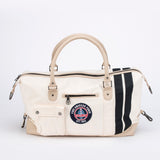 SHELBY Borsone da viaggio V67 48h in pelle e canvas ecru 