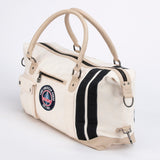 SHELBY Borsone da viaggio V67 48h in pelle e canvas ecru 