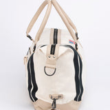 SHELBY Borsone da viaggio V67 48h in pelle e canvas ecru 