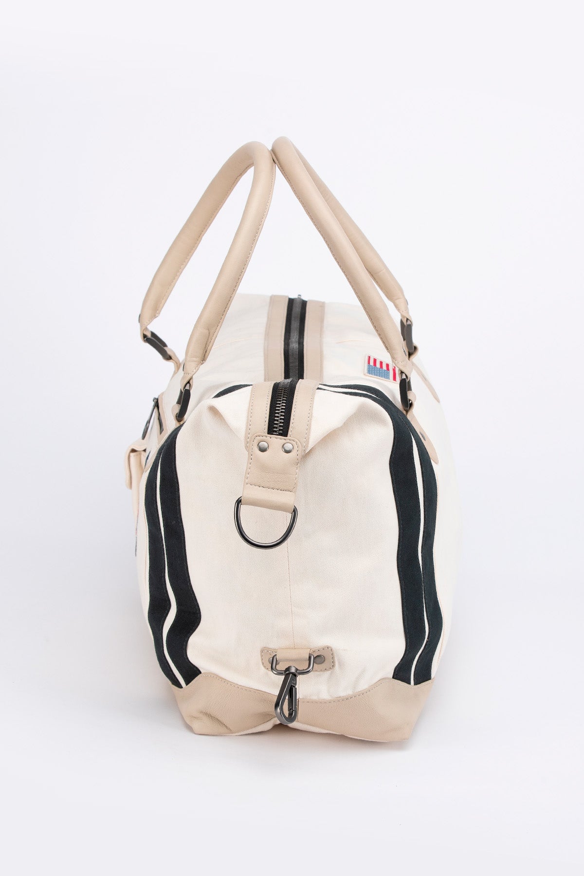 SHELBY Borsone da viaggio V67 48h in pelle e canvas ecru 