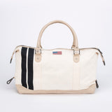 SHELBY Borsone da viaggio V67 48h in pelle e canvas ecru 