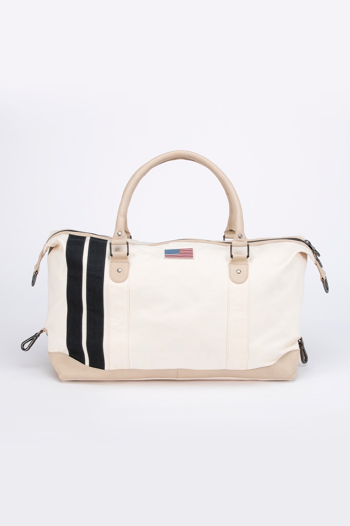 SHELBY Borsone da viaggio V67 48h in pelle e canvas ecru 