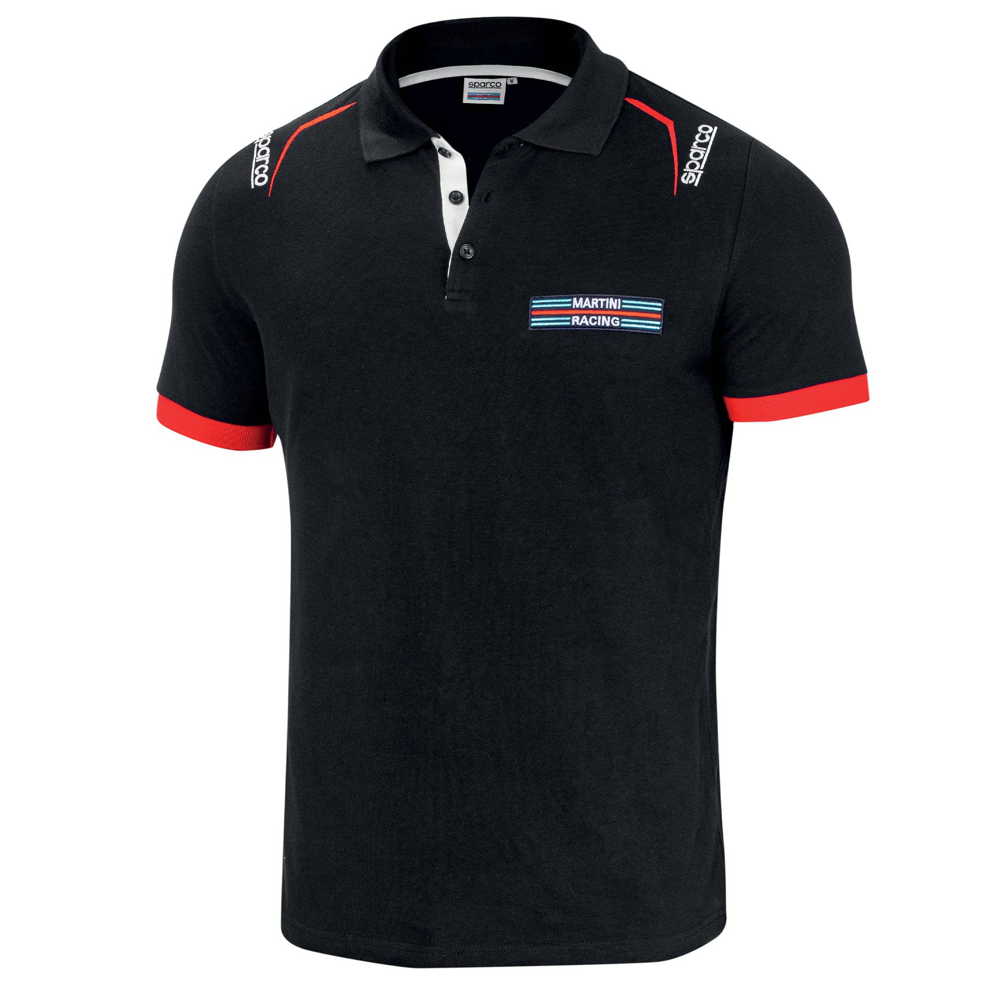 SPARCO CV Polo da uomo Martini-R nera in piqué di cotone 