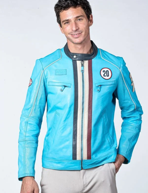 STEVE MCQUEEN Giacca uomo Liam Norse Blue in pelle di montone 