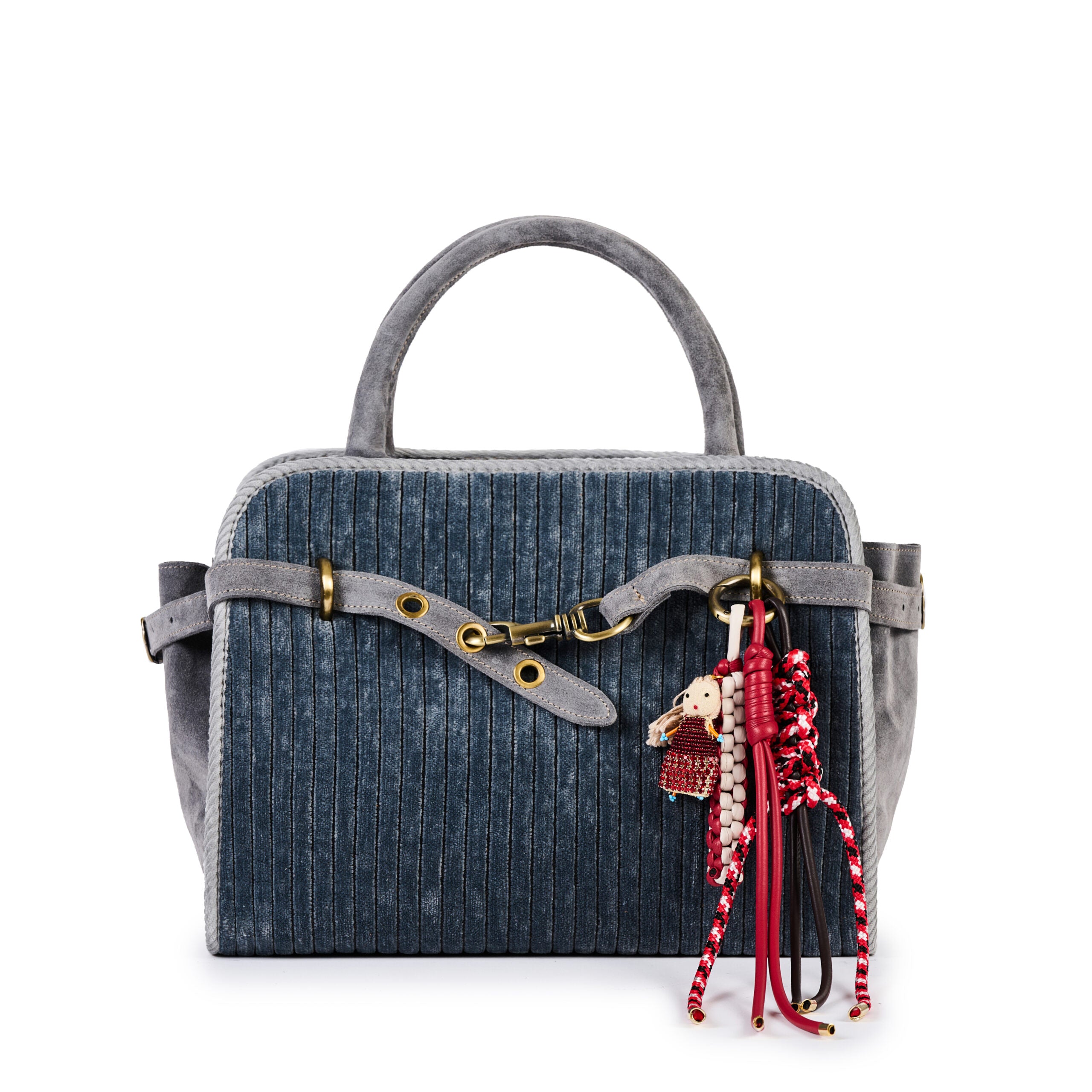 VIAMAIL BAG Borsa April Velvet E05 in velluto a coste grigio 