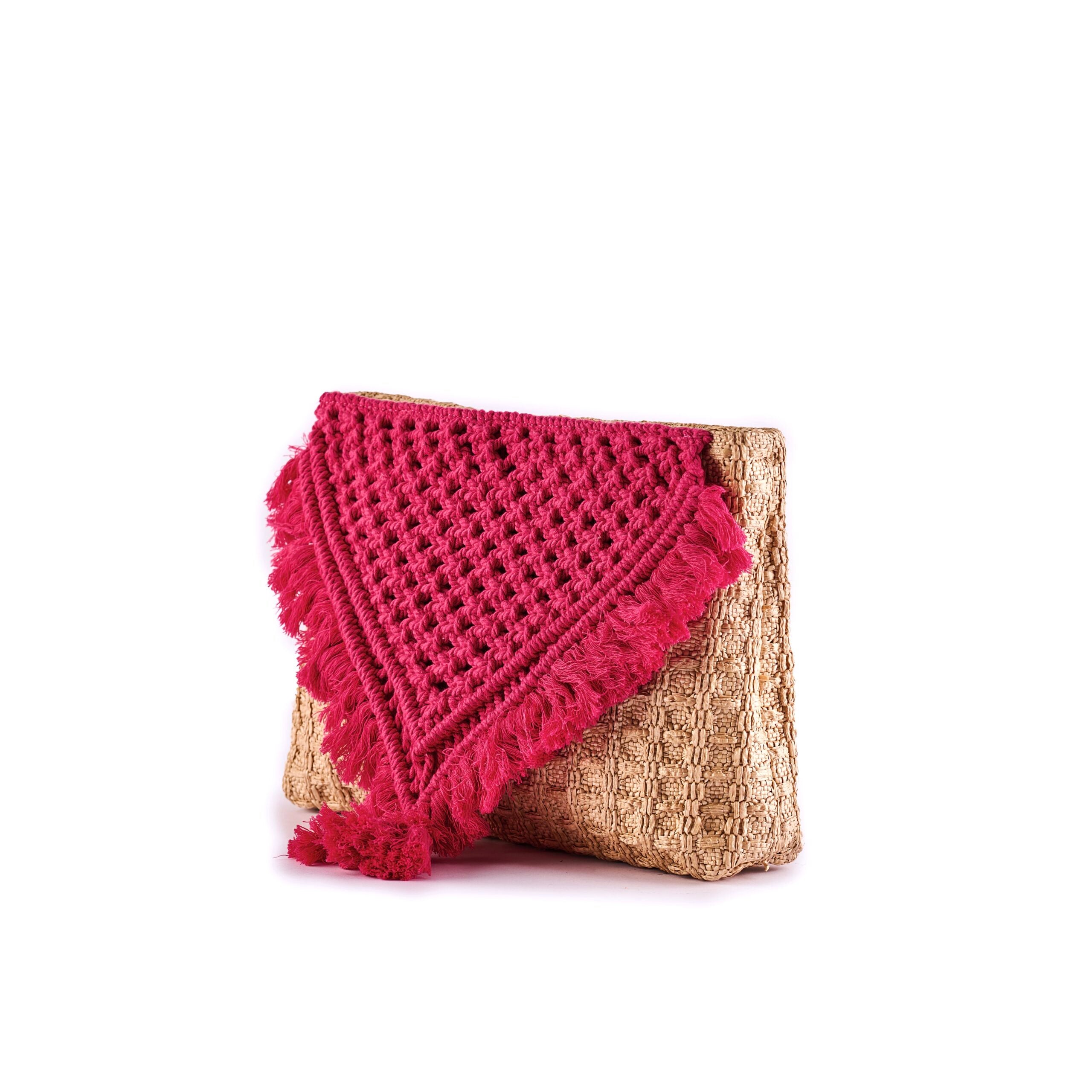 VIAMAIL BAG Pochette donna Ivissa in rafia con ricamo a mano 