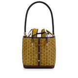 VIAMAIL BAG Borsa secchiello in rafia e pelle Bouquet Rattan verde 