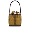 Bouquet Rattan bucket bag in green raffia and leather