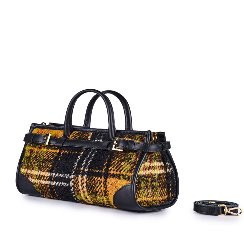 VIAMAIL BAG Borsa Colette Check G04 in lana jacquard nera e gialla 