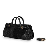 VIAMAIL BAG Borsa Colette Stone L06 nera in ciniglia jacquard 