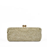VIAMAIL BAG Pochette in rafia Cora Crochet salvia con tracolla a catena 