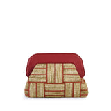 VIAMAIL BAG Borsa in rafia intrecciata Dalia Net verde e rossa con tracolla 