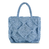 VIAMAIL BAG Borsa in rafia crochet Milo azzurra fatta a mano 