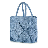 VIAMAIL BAG Borsa in rafia crochet Milo azzurra fatta a mano 