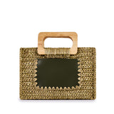 VIAMAIL BAG Borsa in rafia crochet Milos verde con manici in legno 