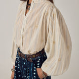 MAISON HOTEL Blusa donna Caroline in cotone a righe lurex 
