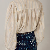 MAISON HOTEL Blusa donna Caroline in cotone a righe lurex 