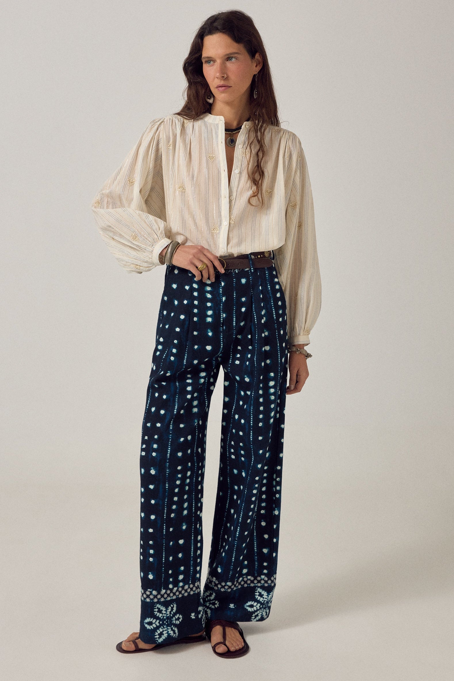 MAISON HOTEL Blusa donna Caroline in cotone a righe lurex 