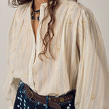 MAISON HOTEL Blusa donna Caroline in cotone a righe lurex 