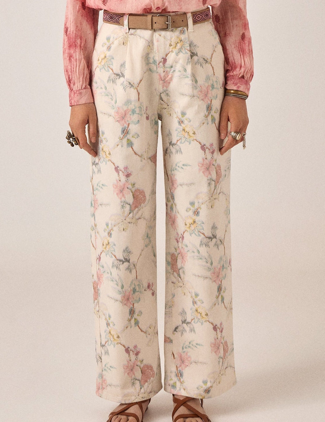 MAISON HOTEL Pantaloni donna Lirio Botanica in cotone a vita alta 