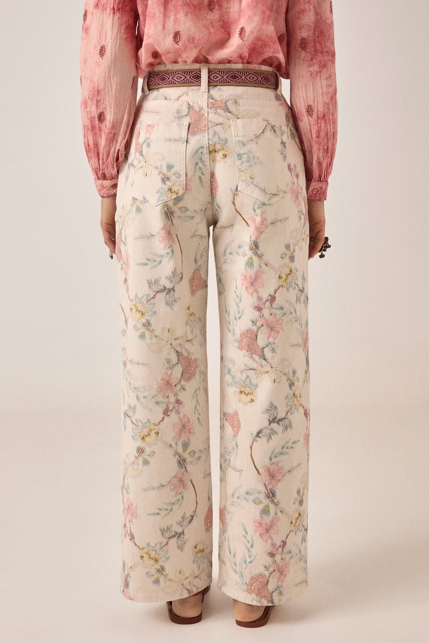 MAISON HOTEL Pantaloni donna Lirio Botanica in cotone a vita alta 