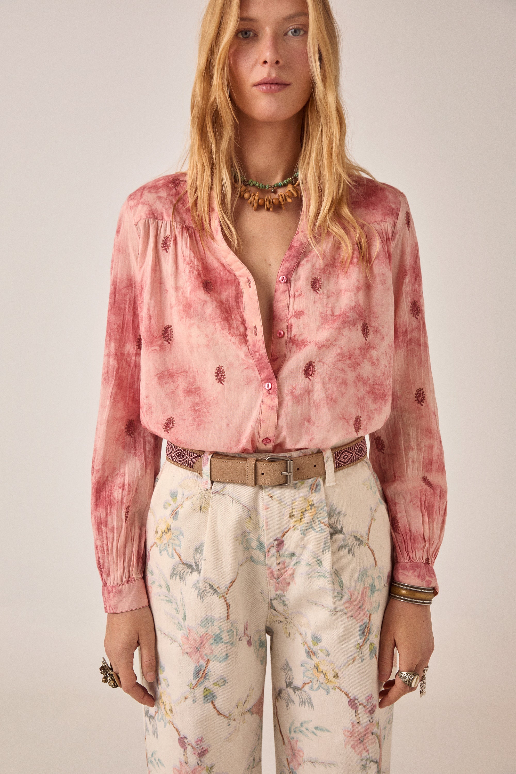 MAISON HOTEL Pantaloni donna Lirio Botanica in cotone a vita alta 