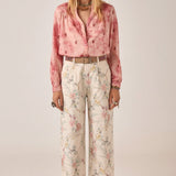 MAISON HOTEL Pantaloni donna Lirio Botanica in cotone a vita alta 