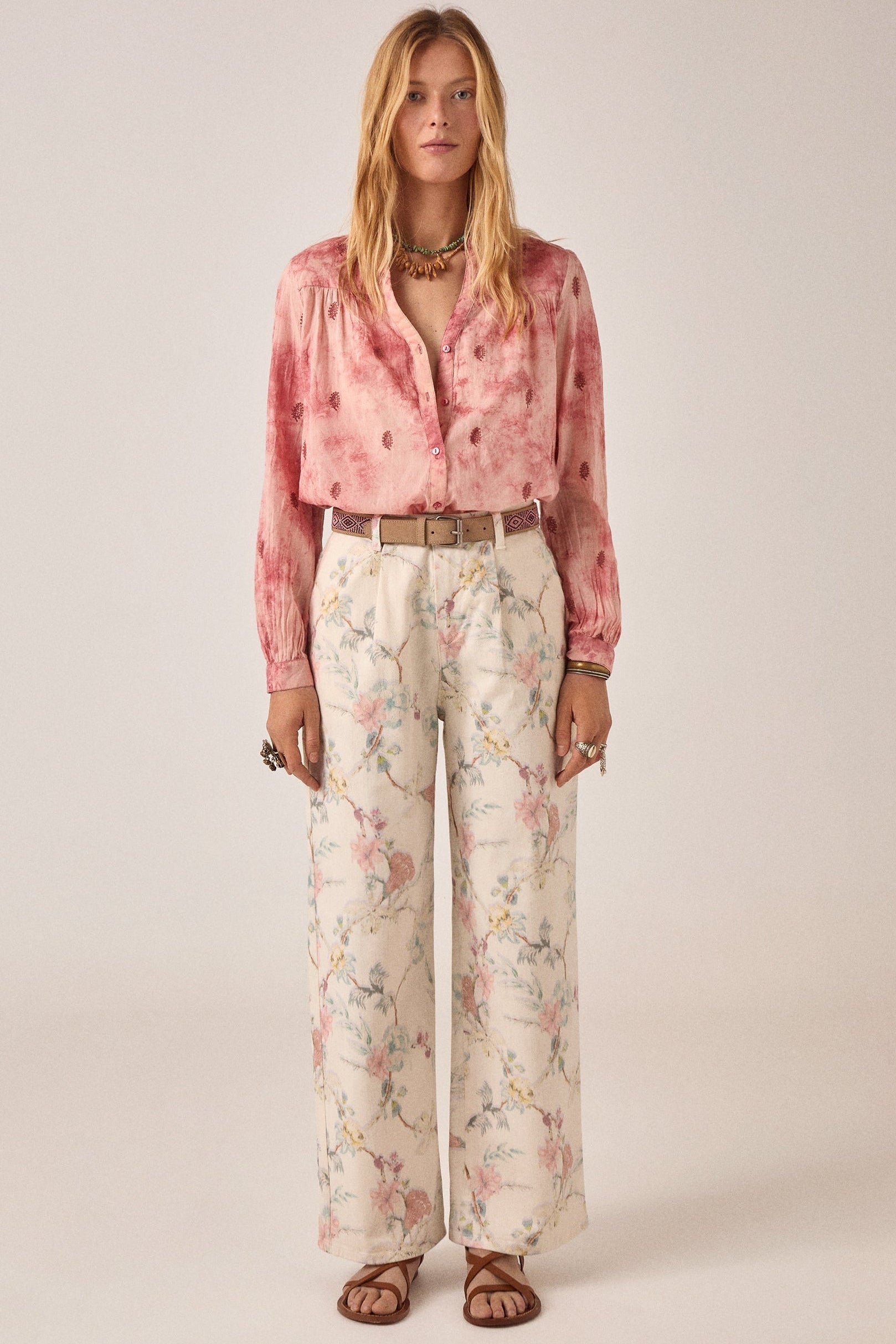 MAISON HOTEL Pantaloni donna Lirio Botanica in cotone a vita alta 