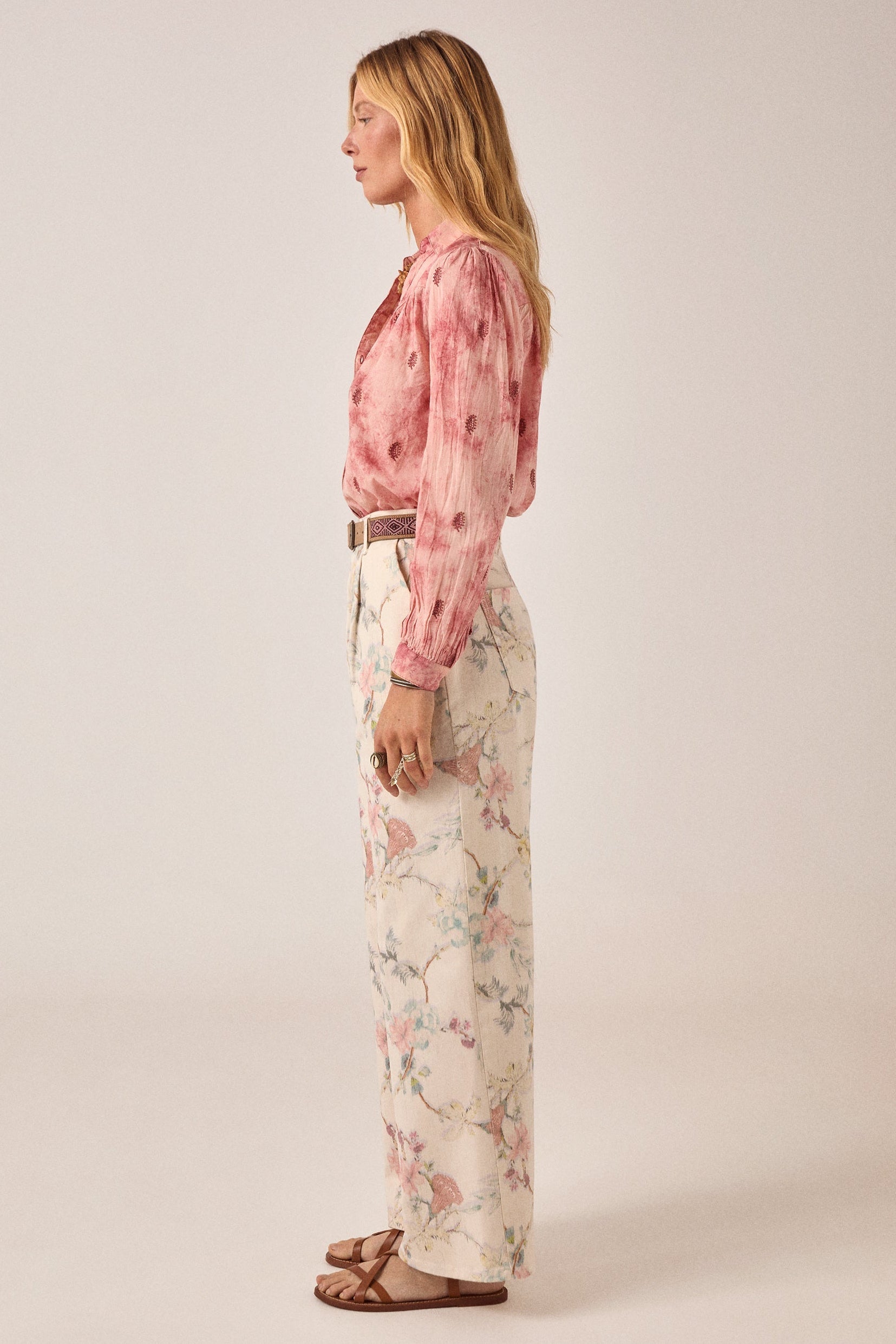 MAISON HOTEL Pantaloni donna Lirio Botanica in cotone a vita alta 