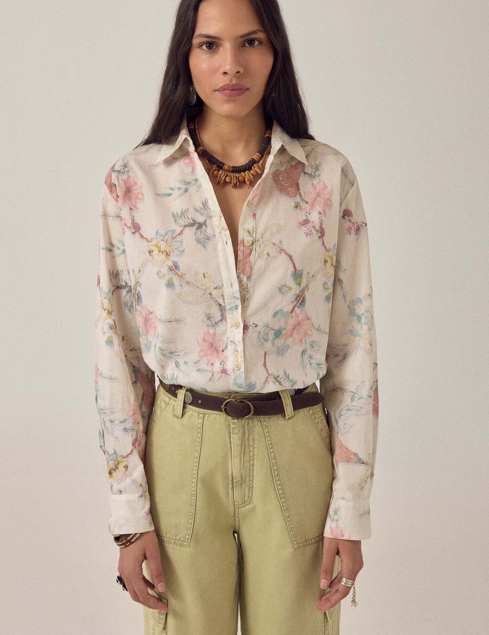 MAISON HOTEL Camicia donna Narciso Botanica in cotone floreale 
