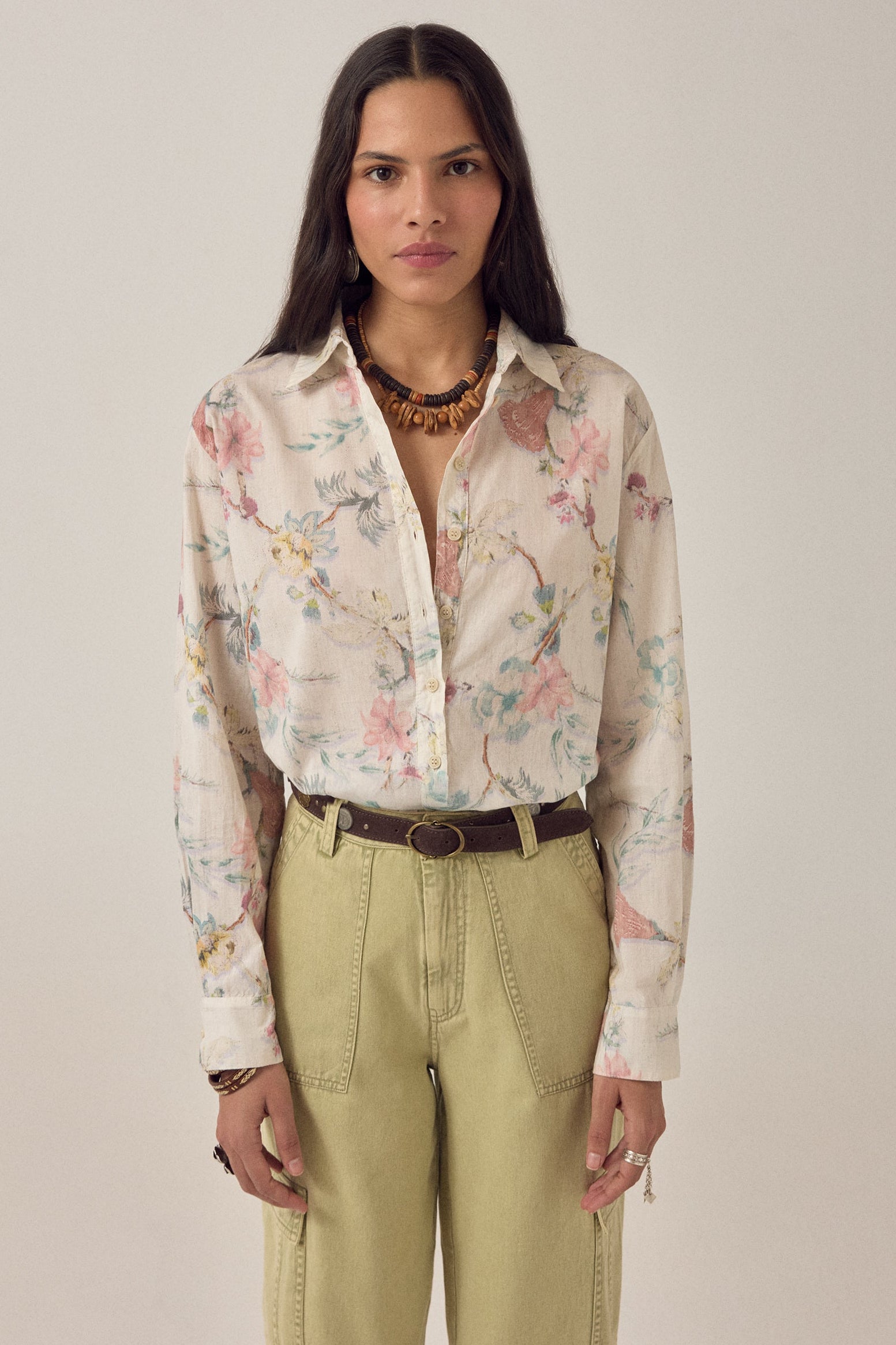 MAISON HOTEL Camicia donna Narciso Botanica in cotone floreale 