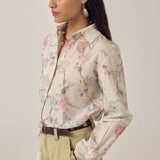 MAISON HOTEL Camicia donna Narciso Botanica in cotone floreale 