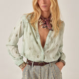 MAISON HOTEL Camicia donna Rani Mineral Jade ricamata 