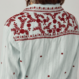 MAISON HOTEL Camicia donna Salinger Blue Paprika in cotone ricamata 