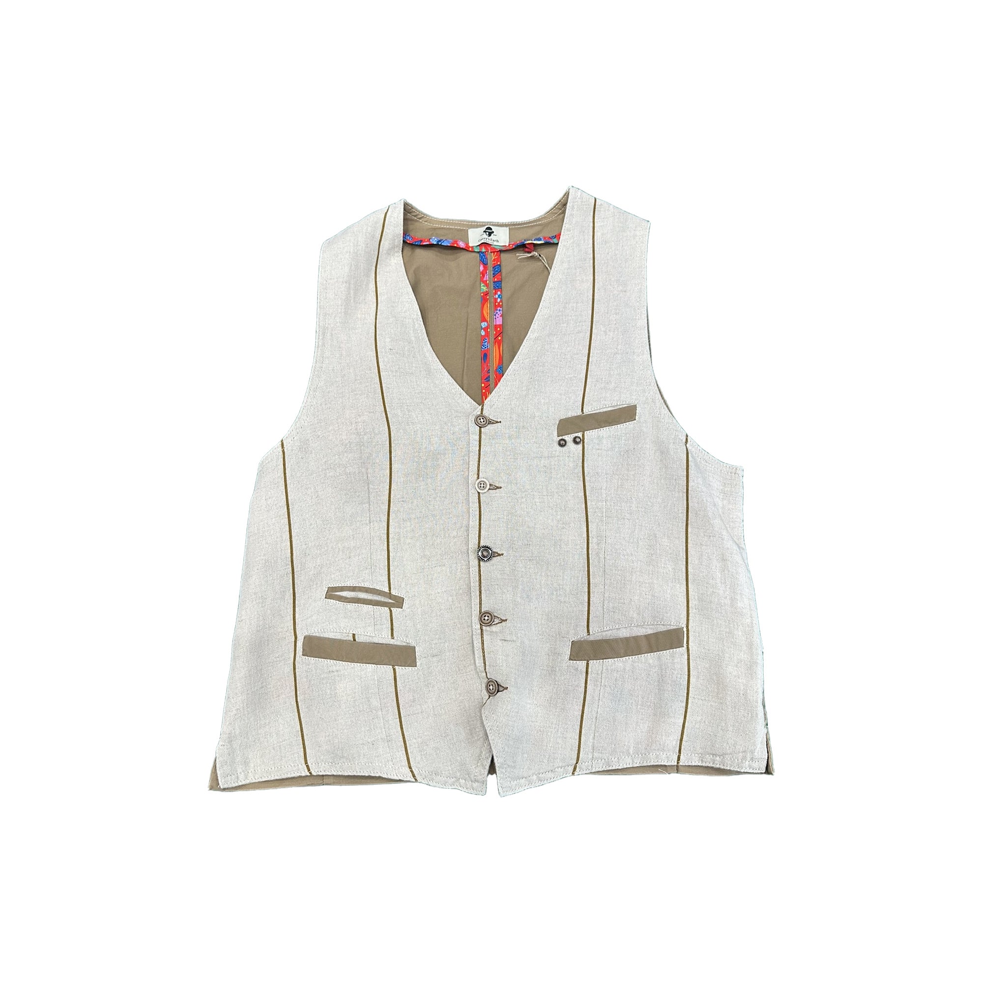 GARRY'S EARTH Gilet Colonial ZAD20 sabbia in lino e cotone 