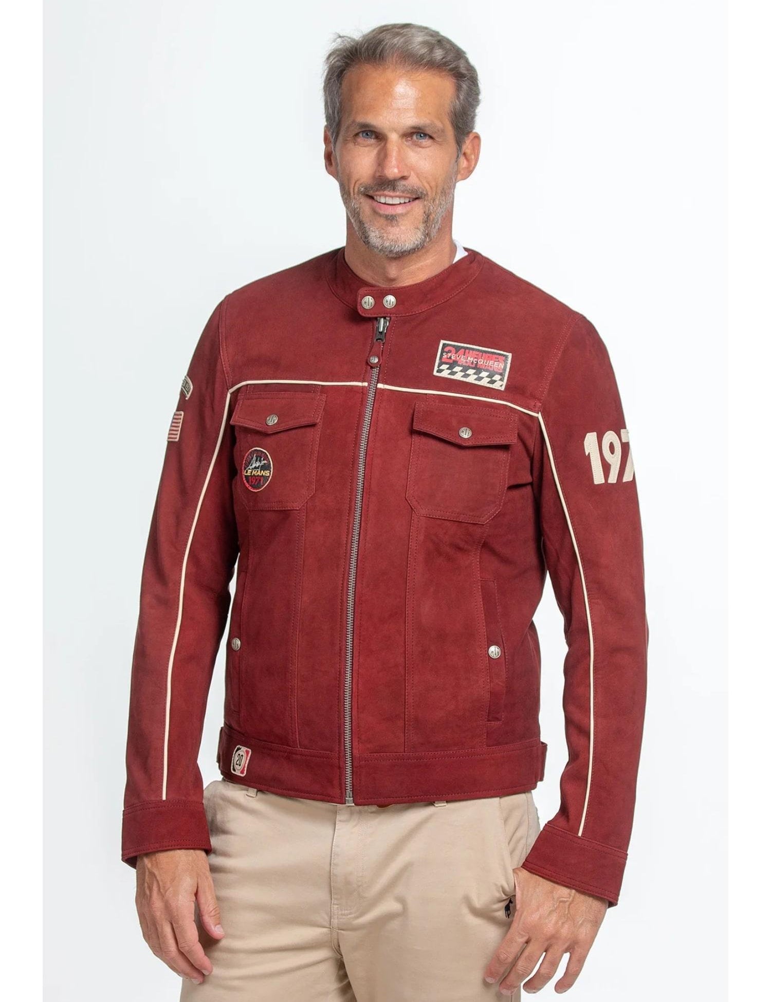STEVE MCQUEEN Giubbotto uomo in pelle rosso Tom Dark Red 