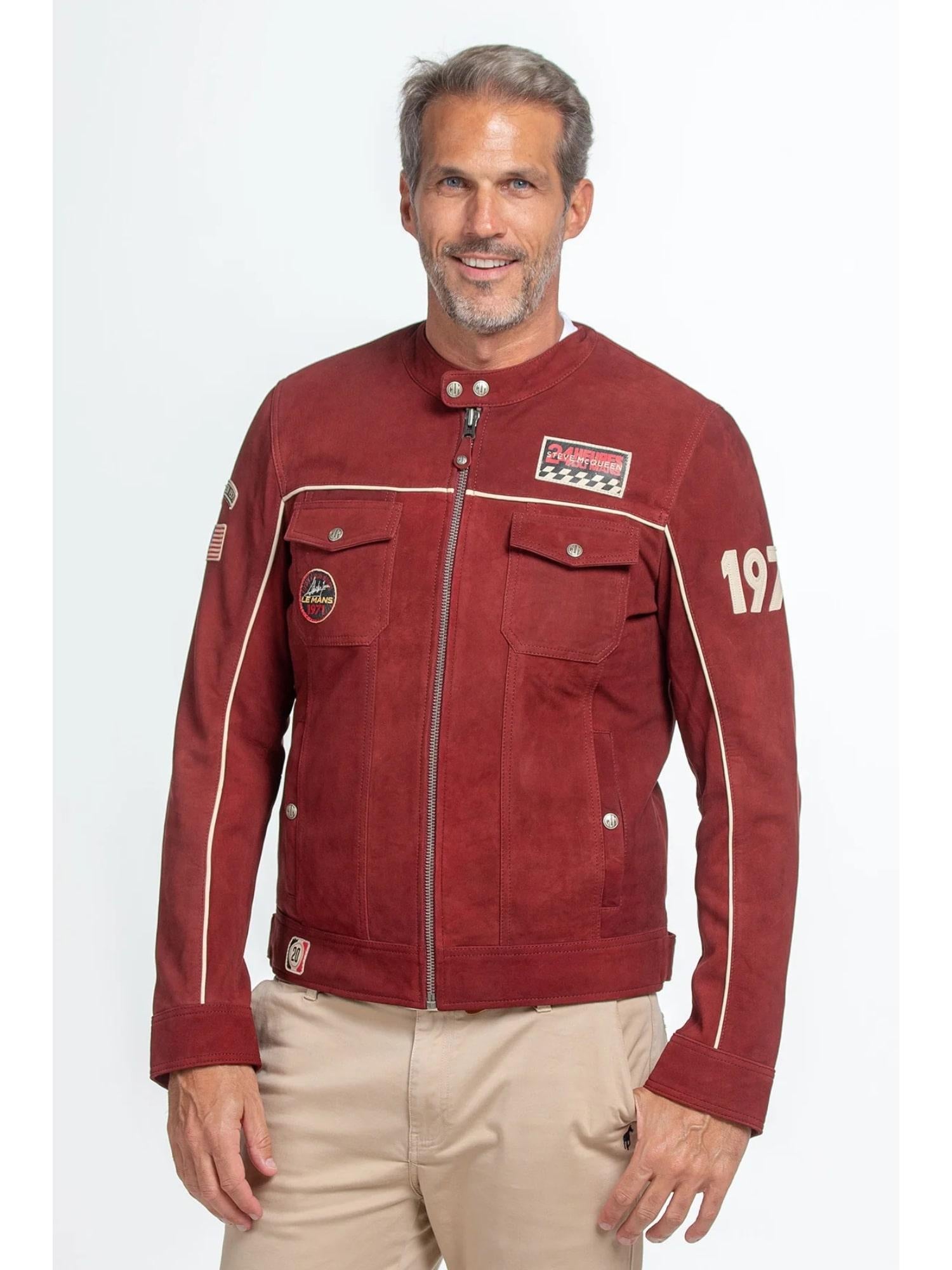 STEVE MCQUEEN Giubbotto uomo in pelle rosso Tom Dark Red 