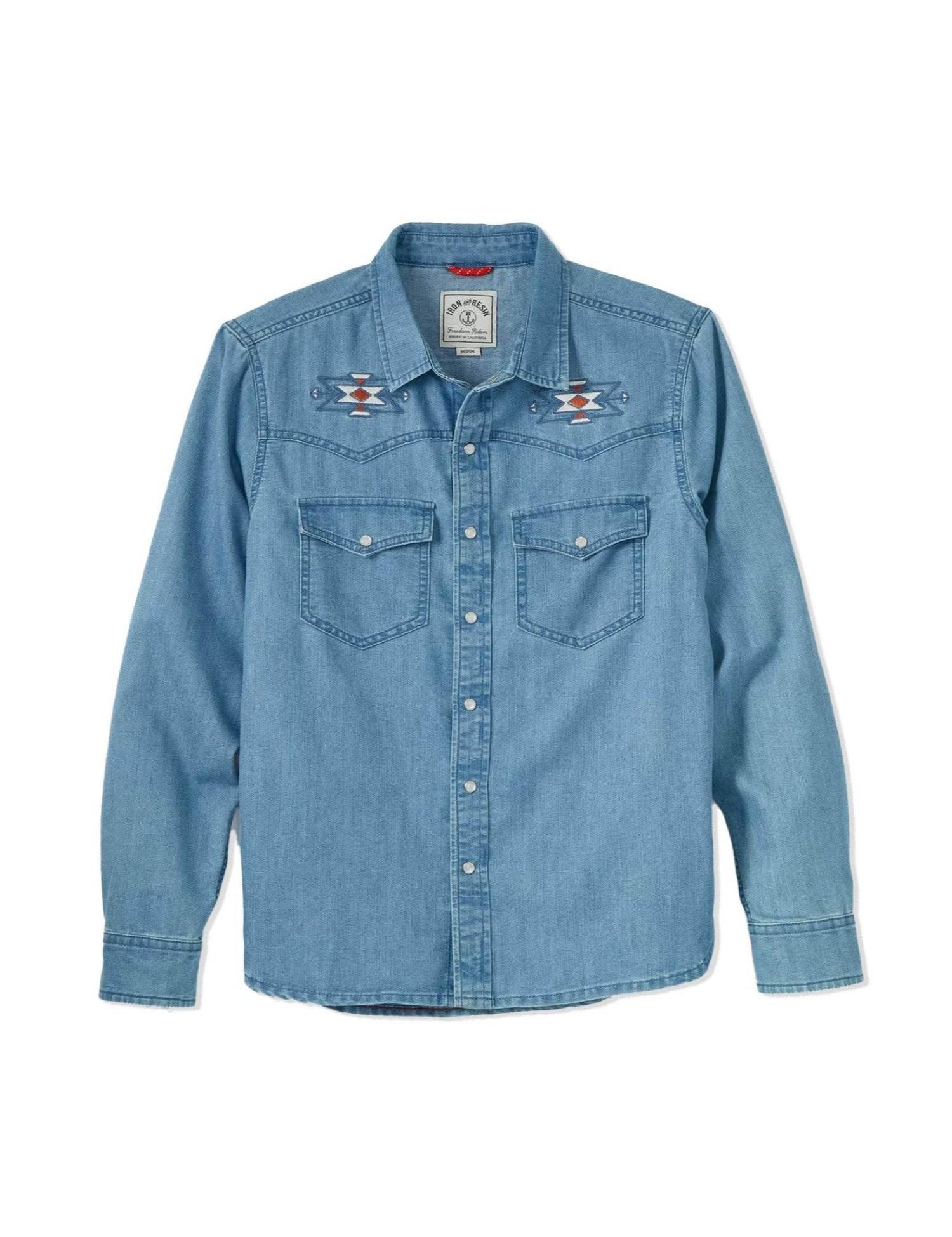 IRON AND RESIN Camicia uomo Tonopah western in tessuto lavato 