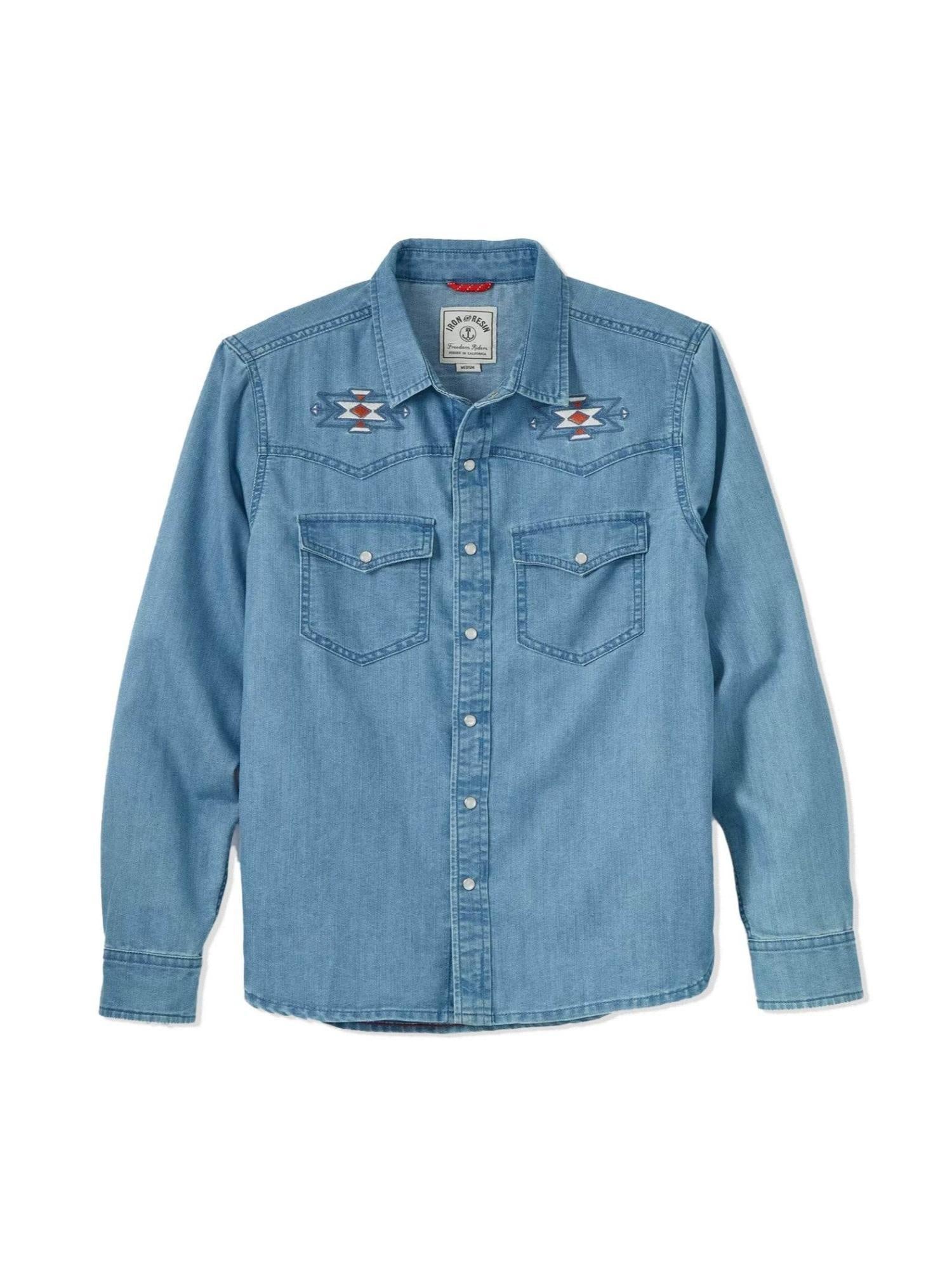 IRON AND RESIN Camicia uomo Tonopah western in tessuto lavato 