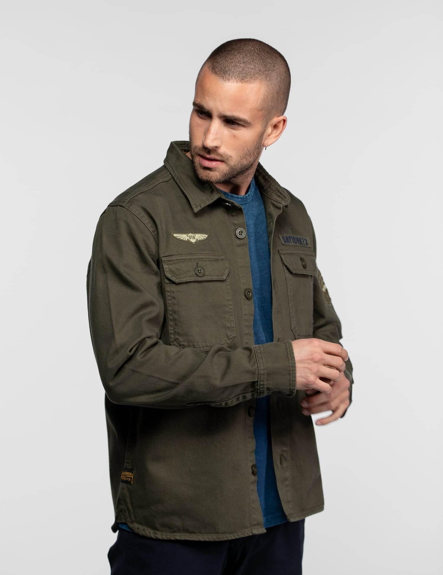 DAYTONA 73 Camicia militare uomo Jeffbull light khaki 
