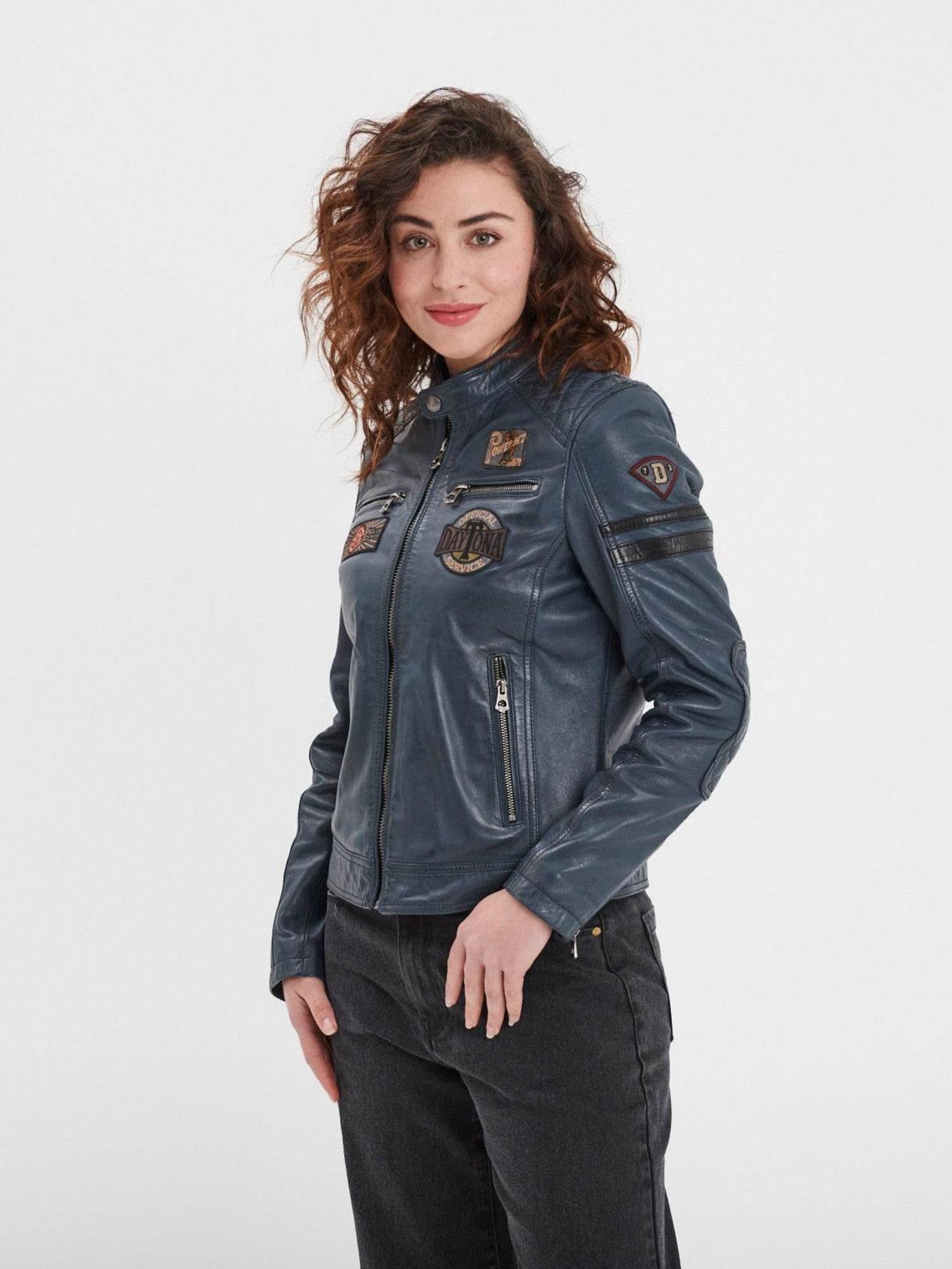 DAYTONA 73 Giacca donna in pelle blu Walkora Blue 
