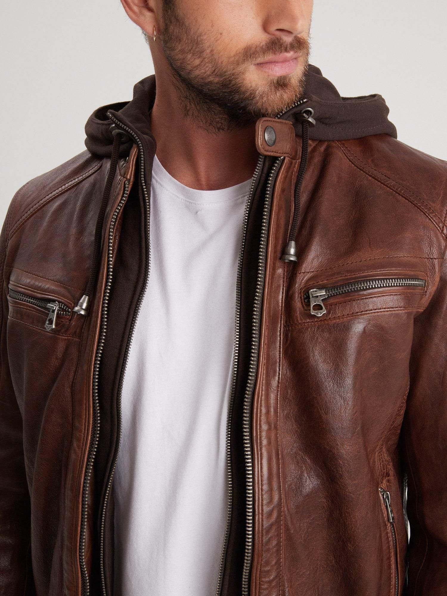 DAYTONA 73 Giacca uomo in pelle dark cognac Bishop 