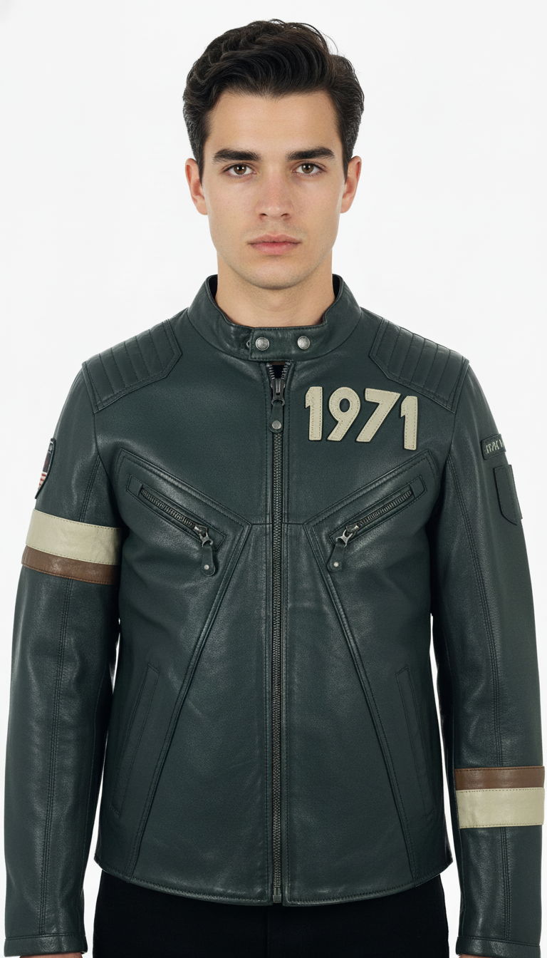 STEVE MCQUEEN Giubbotto uomo in pelle Bill Petrol 