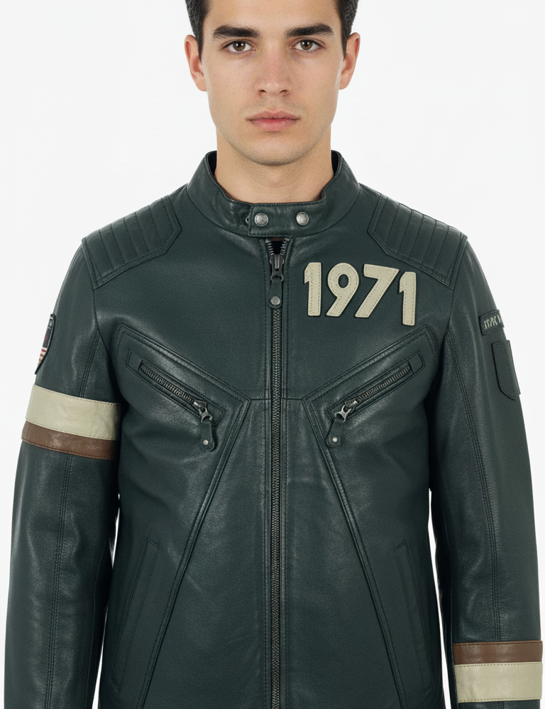 STEVE MCQUEEN Giubbotto uomo in pelle Bill Petrol 