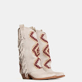 METISSE Stivali Texani in Camoscio Off White 